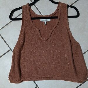 GENERATION K Womens Size L Chocolate Brown Knit Sleeveless Crop Top